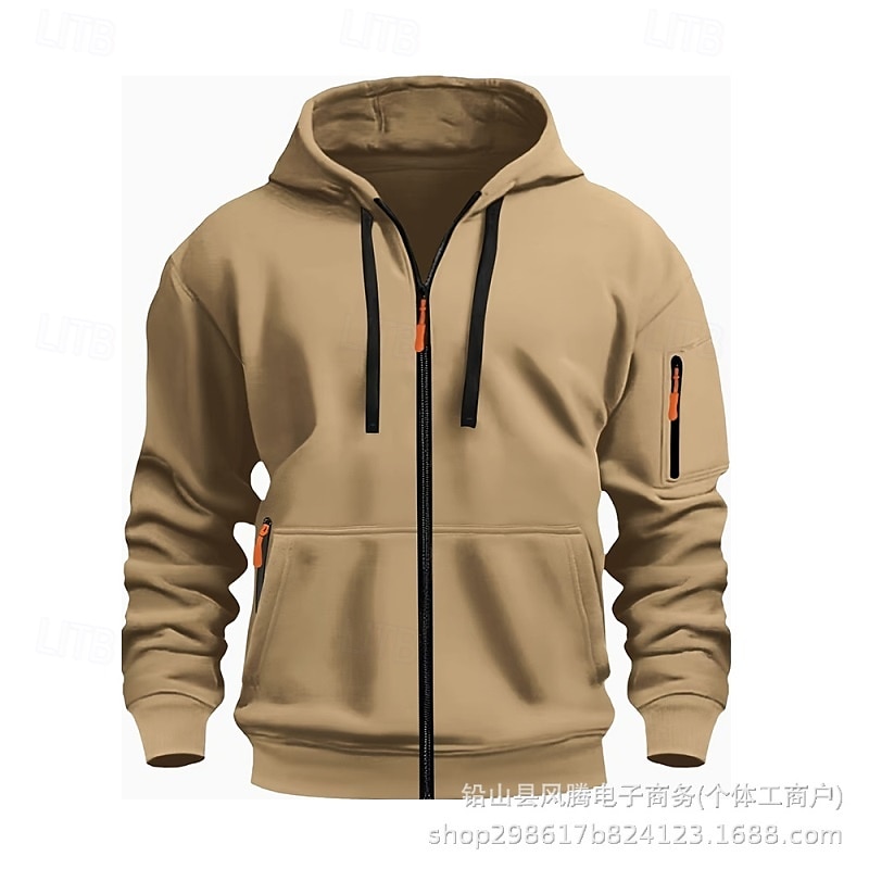 Herren Kapuzensweatshirt Schwarz Weiß Wein Armeegrün Rote Mit Kapuze Einfach Reißverschluss Farbblock Sport & Outdoor Lässig Täglich Polyester Cool Lässig sportlich Frühling & Herbst Bekleidung 2025 - $23.99 –P7
