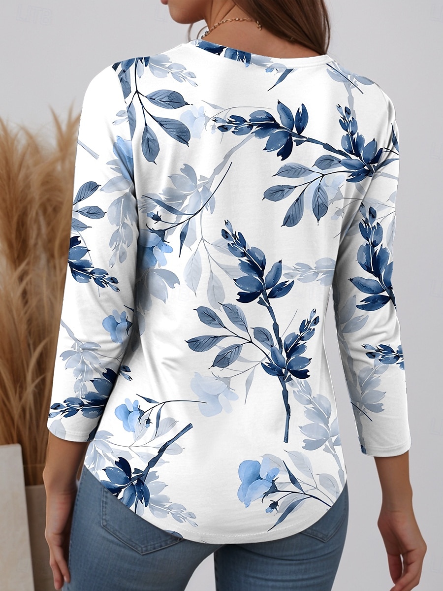 Femmes T-shirt Graphique Plantes Élégant Occasionnel manche longue Col rond Hauts Réguliers Quotidien Week-end Imprimé Rouge Bleu Violet Vert Automne Hiver de 2025 ? $27.99 –P2