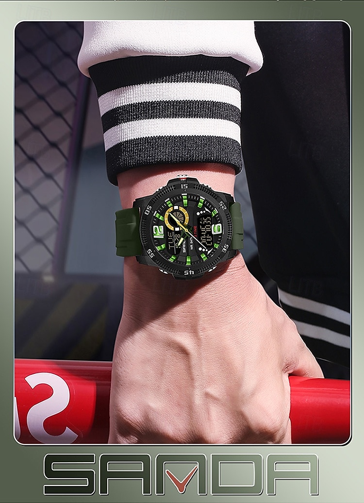 SANDA 3372 Dual Display Men's Watch Chronograph Alarm Clock Sport Multi functional Waterproof LED Electronic Watches 2025 - $26.99 –P18