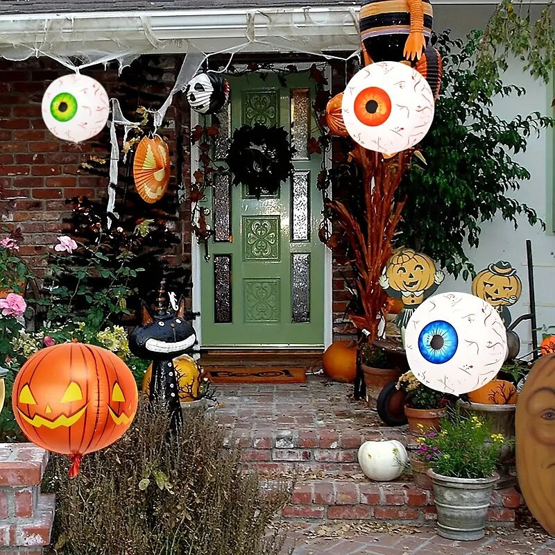Set van opblaasbare Halloween-oogballen in 4D, eng ontwerp, tuindecoratie in klassieke stijl, op de grond gemonteerde buitenrekwisieten, themafeestdecoraties, geen elektriciteit nodig - 22 inch 2025 - $7.99 –P1