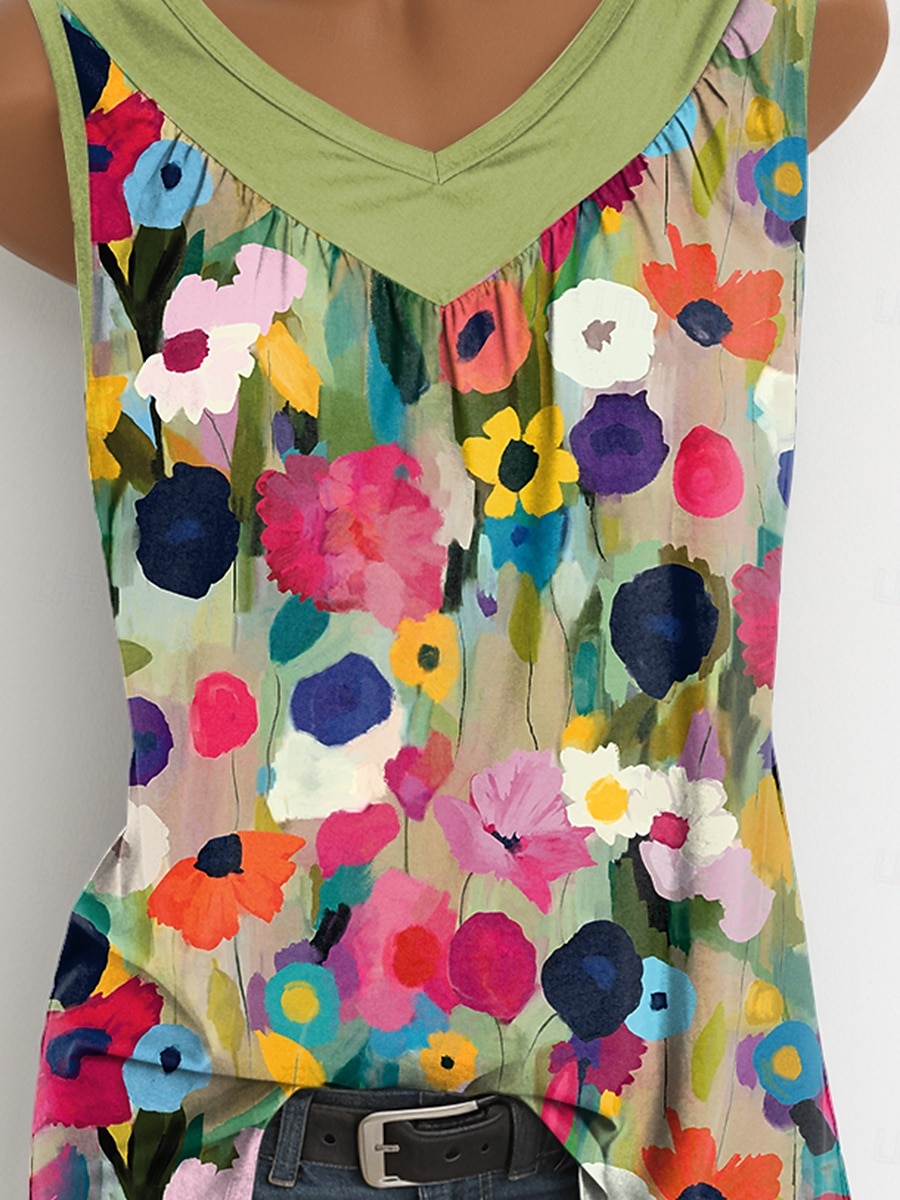 Femmes Débardeur caraco Fleuri Graphique ancien Élégant Occasionnel Sans manches Col en V Hauts Longs Quotidien Imprimé Vert herbe Bleu Poudré Violet Vert Été Printemps de 2025 ? $23.99 –P3