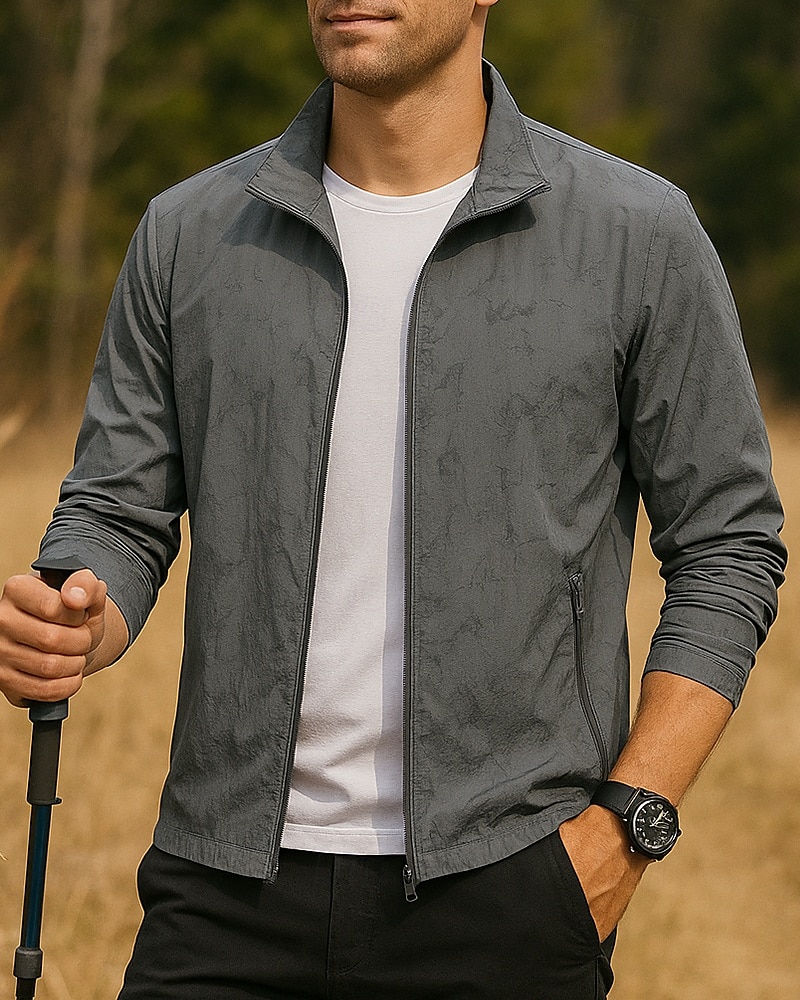 Pánské Venkovní bunda Dağcı Ceketi Venkovní Voděodolný Ochrana proti slunci Prodyšné Rychleschnoucí Turistické oblečení Turistické oblečení Jaro Podzim sako Tenis Golf Běh maskování Tmavě šedá Čern 2025 - $29.99 –P7