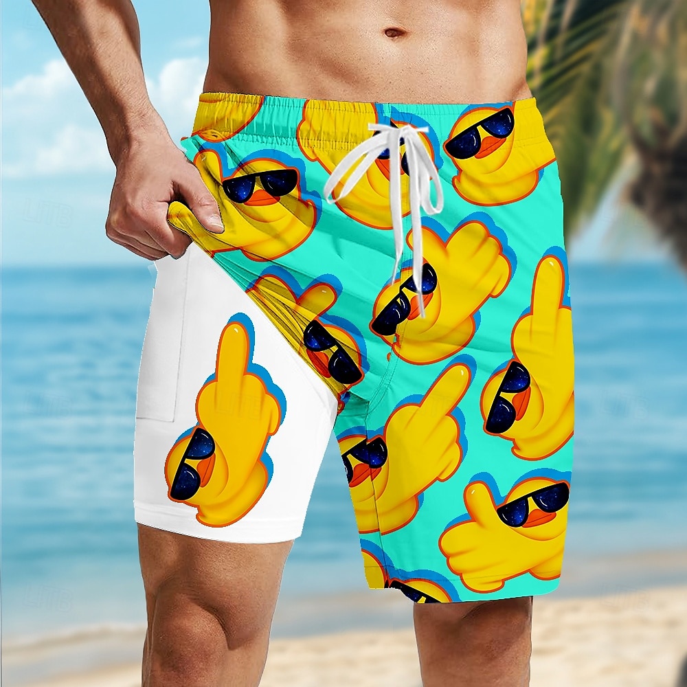 Voor heren Kleine gele eend Grappig Gevoerde shorts 2 in 1 zwemshorts Zwemshorts Medium Taille Hawaii Feestdagen Zijzakken Met compressievoering Elastische tailleband met trekkoord Ontwerper Kleding 2025 - $21.99 –P5