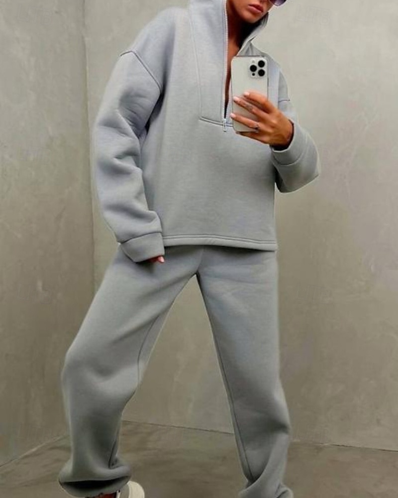 Γυναικεία Φόρμα Αθλητικές Φόρμες Φούτερ με πουλόβερ Τσέπη με φερμουάρ Μονόχρωμο Ρούχα σύνολα Φθινόπωρο Μαύρο Κίτρινο Σπαντέξ Προπόνηση Ένδυση γυμναστικής και άθλησης Τρέξιμο 2026 - $36.99 –P13