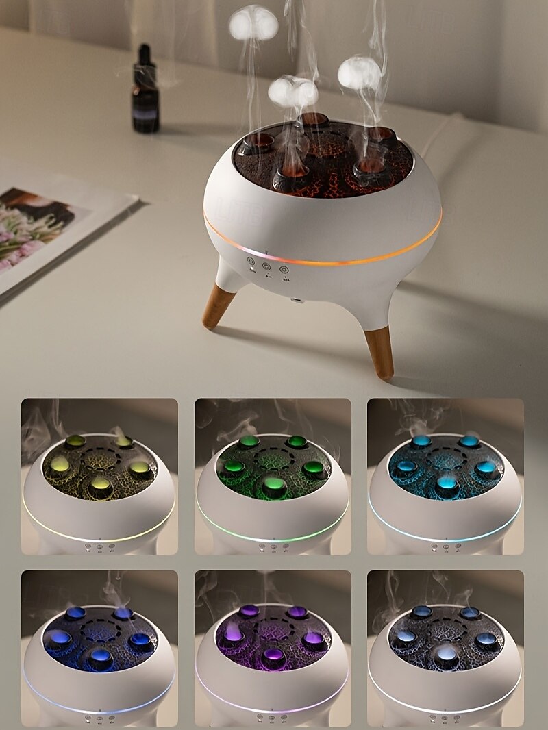 3D Dynamic Jellyfish Cloud Mushroom Dance Spray Aromatherapy Machine Desktop Flame Humidifier Household Heavy Fog Colorful Light Remote Control Equipped With Five Motors For Gift Giving Family Office 2025 - $73.99 –P8
