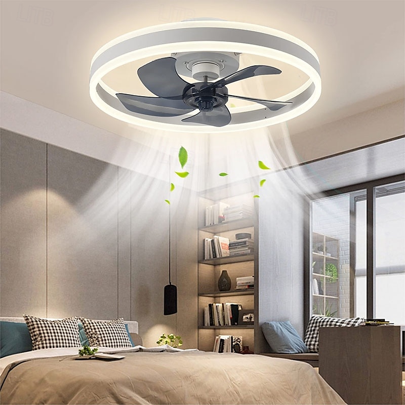 Intelligent Ceiling Fan with Light, Remote Control, Room Decoration, Fan Light, Invisible air Blade, Silent Fan 2025 - $211.59 –P6
