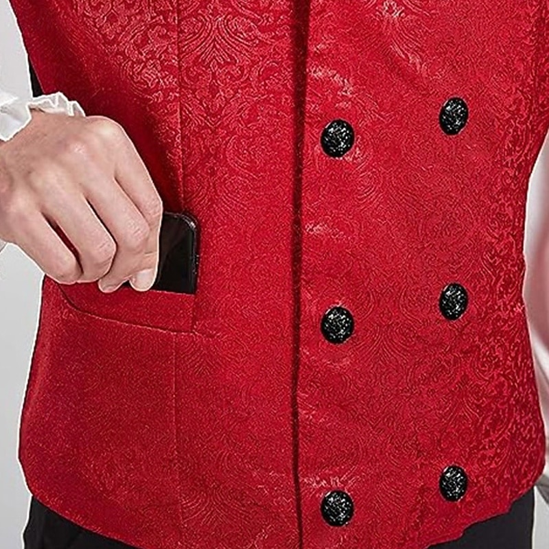 Hombre Chaleco Vacaciones Fiesta Negocio Moda Casual Primavera Otoño Botones Poliéster Cómodo Color sólido Botonadura Doble Diseño Ajuste regular Negro Blanco Rojo Chaleco 2025 - $32.99 –P2