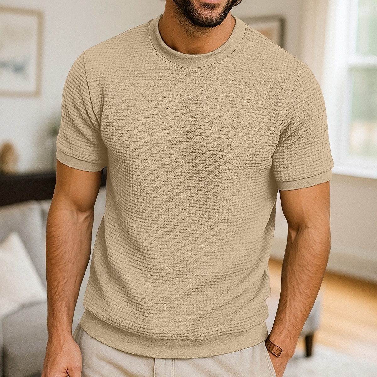 Per uomo Maglietta a Maglia Waffle Maglietta Manica Corta Girocollo Estate Tutte le stagioni Blocco di colori Testurizzato Moda Designer Casual Bottoni Base All'aperto Casuale Quotidiano Esercito del 2025 a $18.99 –P6