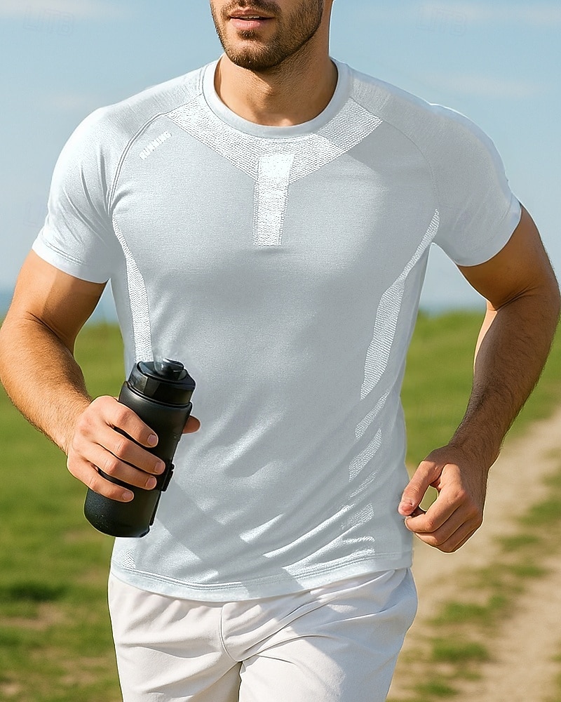 Pánské Koşu Tişörtü Sportovní top Štíhlý Krátký rukáv Tričko Barevné bloky Rychleschnoucí Lehká váha Elastický Prodyšné Tenis Golf Běh sportovní oblečení Sportovní oděvy Černá Bílá Námořnická modř 2025 - $21.99 –P5