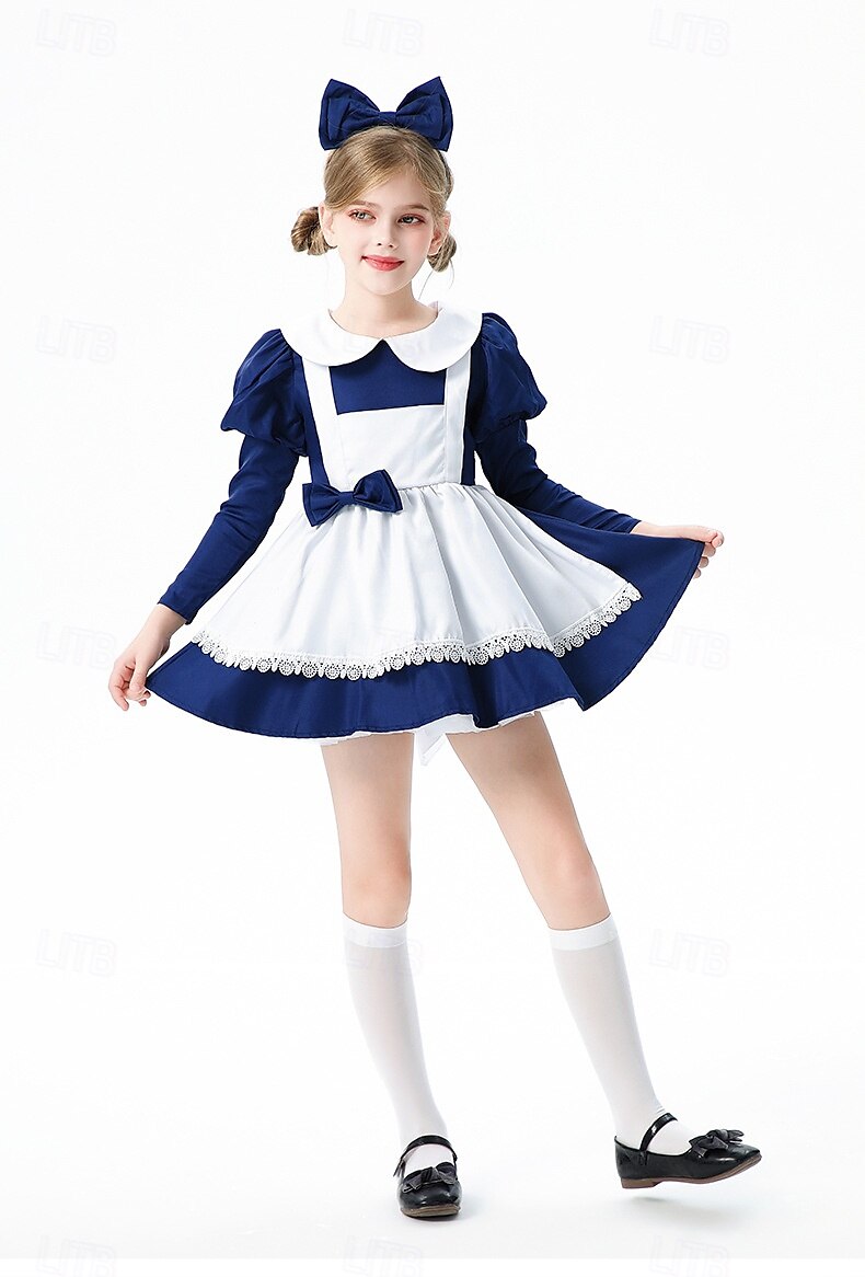 Alice au pays des merveilles Conte de Fées Alice Robe Costume Personnages de contes de fées Douce Lolita Cosplay de Film for Fille Enfant Halloween Carnaval Journée mondiale du livre Performance de 2025 ? $39.99 –P1