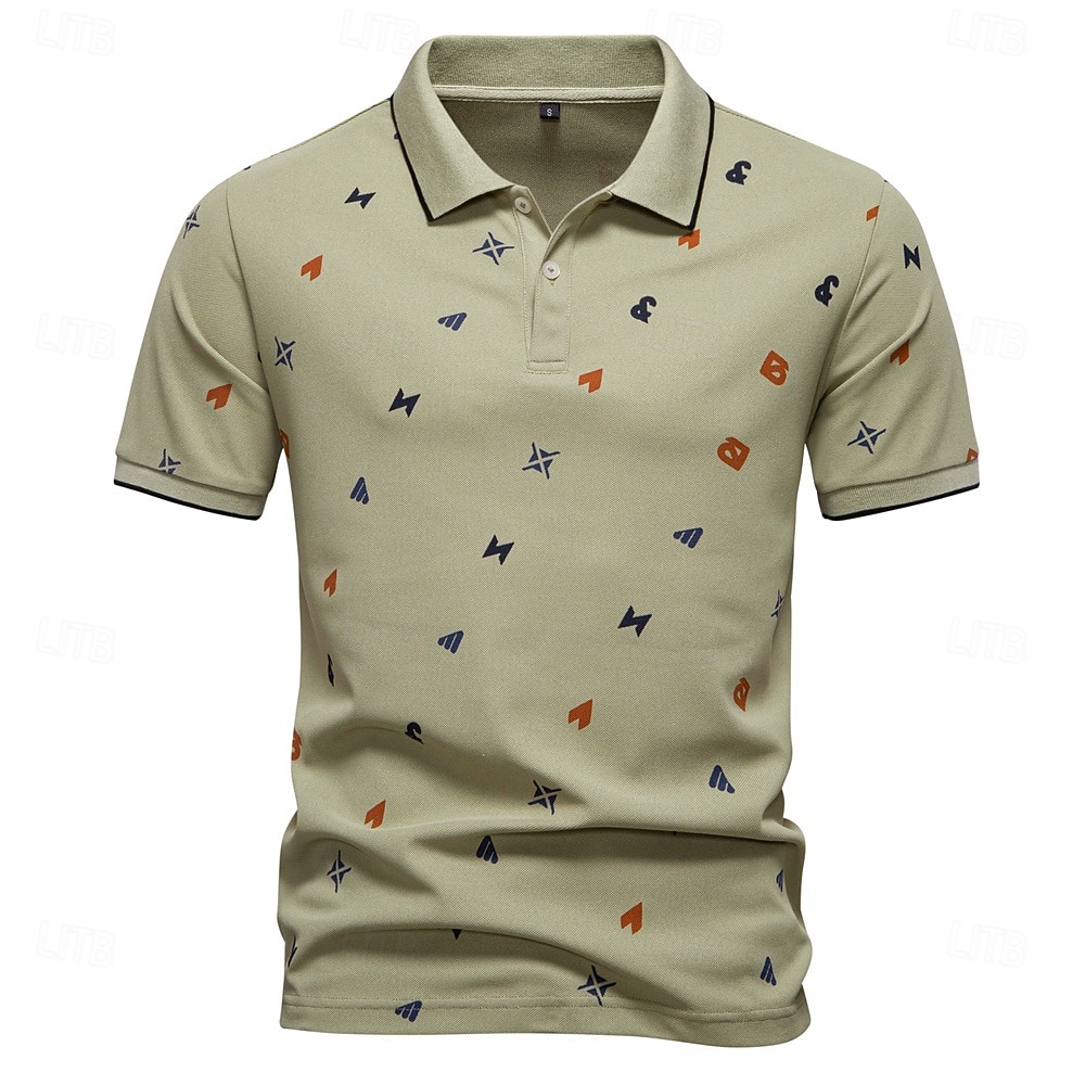 Male Abstract Short Sleeve Polo Collar Modern Sports & Outdoor Casual Athleisure Summer White Green Khaki 2026 - $24.99 –P2