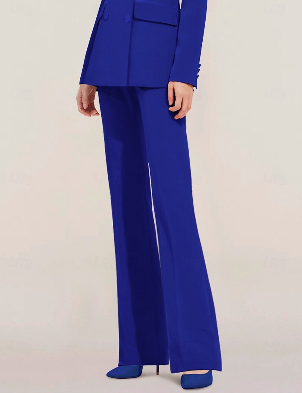 Tuta / Completo Pantalone Abito da cerimonia per signora Formale Ospite di nozze Elegante Colletto a Camicia Lunghezza al pavimento Chiffon Elasticizzato Manica Lunga con Bottoni Tinta unita 2025 del 2025 a $68.99 –P16