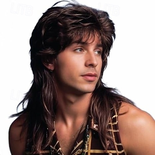 Vokuhila-Perücken für Männer, Joe Dirt, Emo-Perücke, 80er- und 90er-Kostüme, ausgefallenes Party-Accessoire, Cosplay-Perücke, Halloween-Mann 2025 - $25.99 –P2
