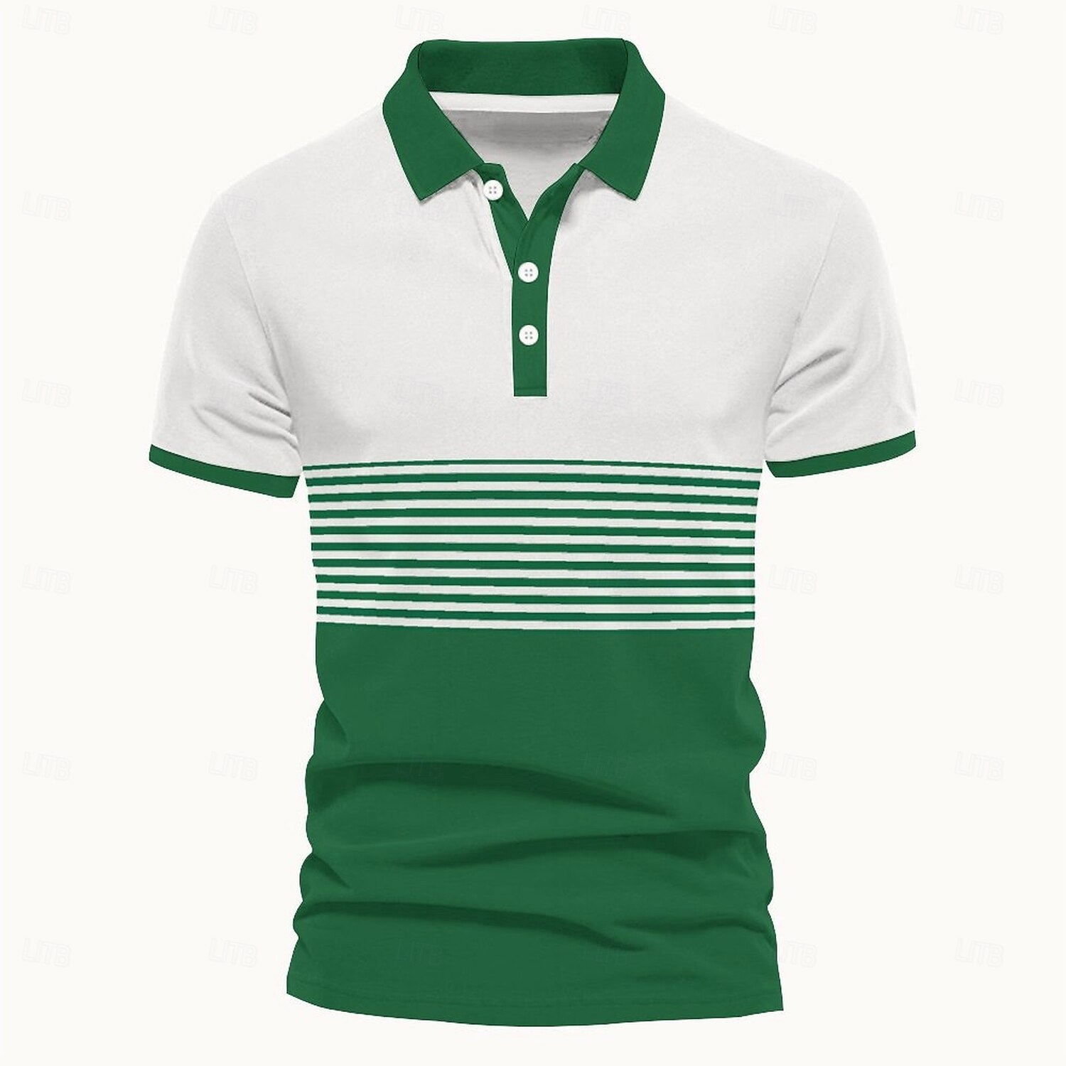 Herren Polo Polo mit Knopfleiste Lässig Sport Revers Kurzarm Mode Basic Streifen Knöpfe Sommer Frühling Blau Grün Polo 2025 - $17.99 –P8