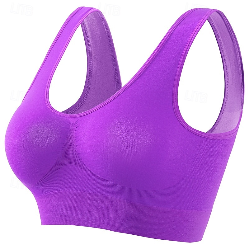 Damen Yoga-BH Pilates-BH Sport-BH BH-Top Push-Up Hosen nahtlos Antivibration Bürgellos Einfarbig Sport Sportkleidung Hellblau Dunkelviolett Fitnessstudio Zumba Laufen 2026 - $7.99 –P11