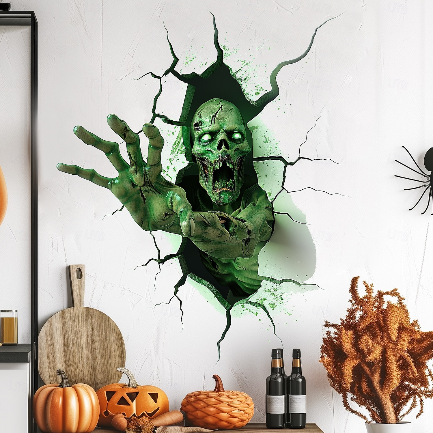 αυτοκόλλητο τοίχου για το Halloween, τρομακτικό πράσινο κρανίο, πρωτοποριακό σχέδιο, αυτοκόλλητη διακόσμηση τοίχου για υπνοδωμάτιο και σαλόνι 2025 - $3.49 –P2