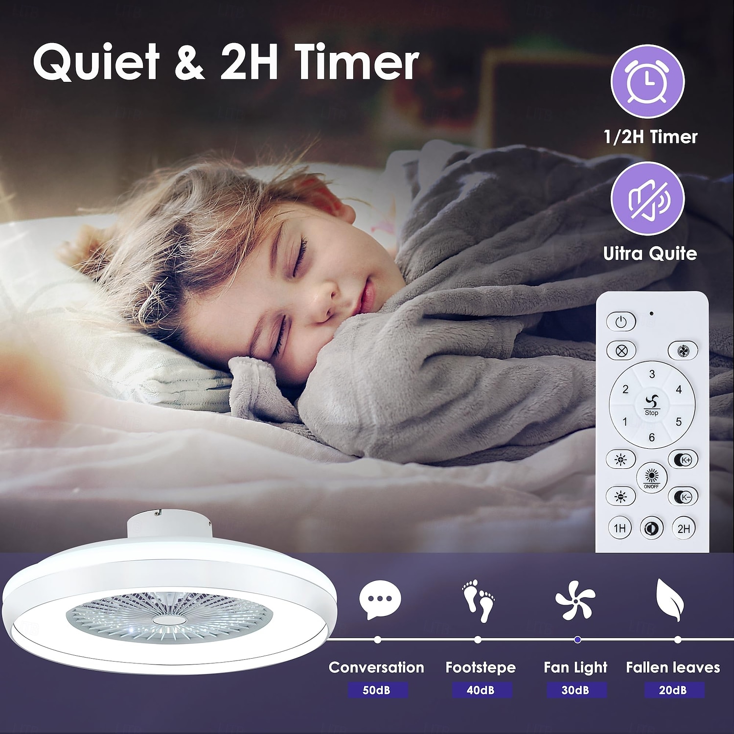 Ventilatore da soffitto senza pale con luce, ventilatore da soffitto a basso profilo, ventilatori da soffitto intelligenti RGB, telecomando Fandelier, lampadario moderno a filo chiuso del 2025 a $302.29 –P6