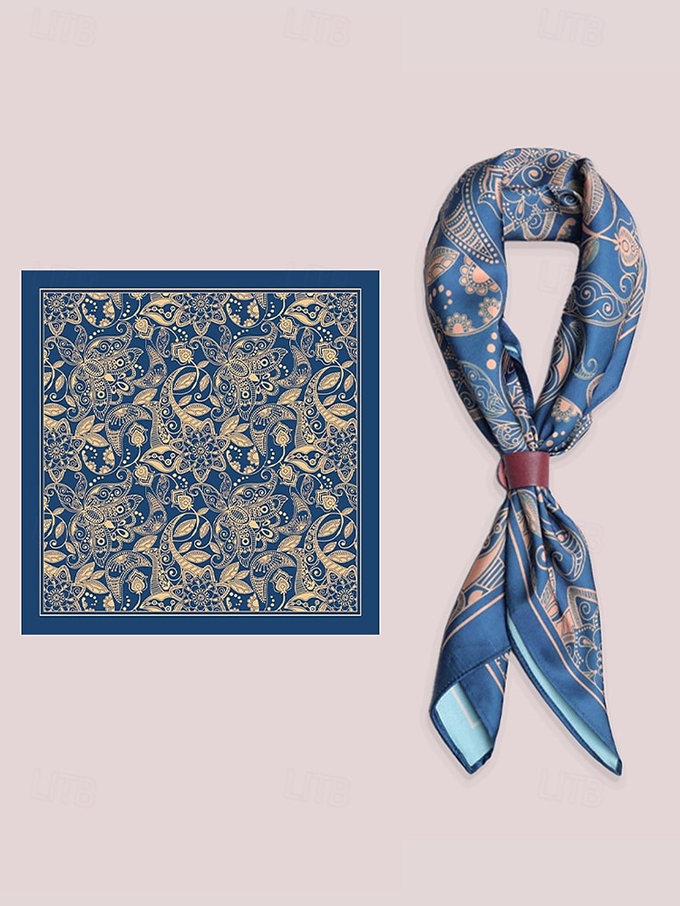 Men’s Paisley Print Square Neck Scarf with Leather Buckle, Vintage Style Polyester Bandana for Outdoor Travel, Parties and Daily Fashion 2025 - $11.99 –P4