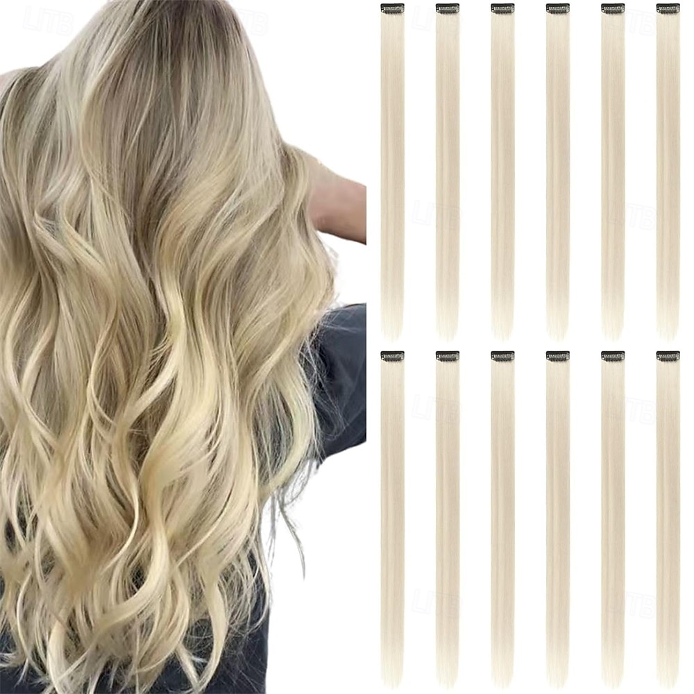 Barevné prodlužování vlasů clip-in 12 kusů blond 2025 - $18.49 –P1