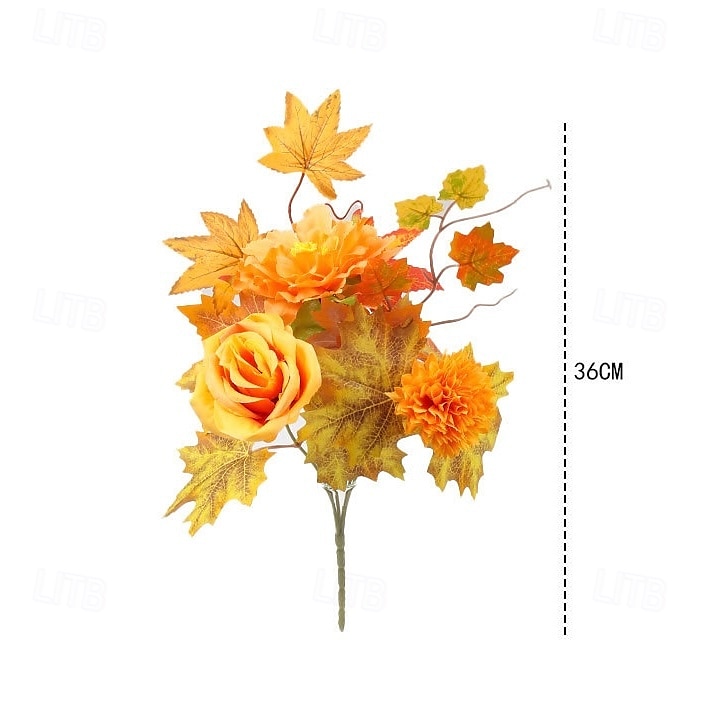 1 ramo de flores artificiales de otoño, corona de calabaza con hojas de arce para Acción de Gracias, arreglo decorativo para el hogar otoñal de Halloween 2025 - $8.99 –P15