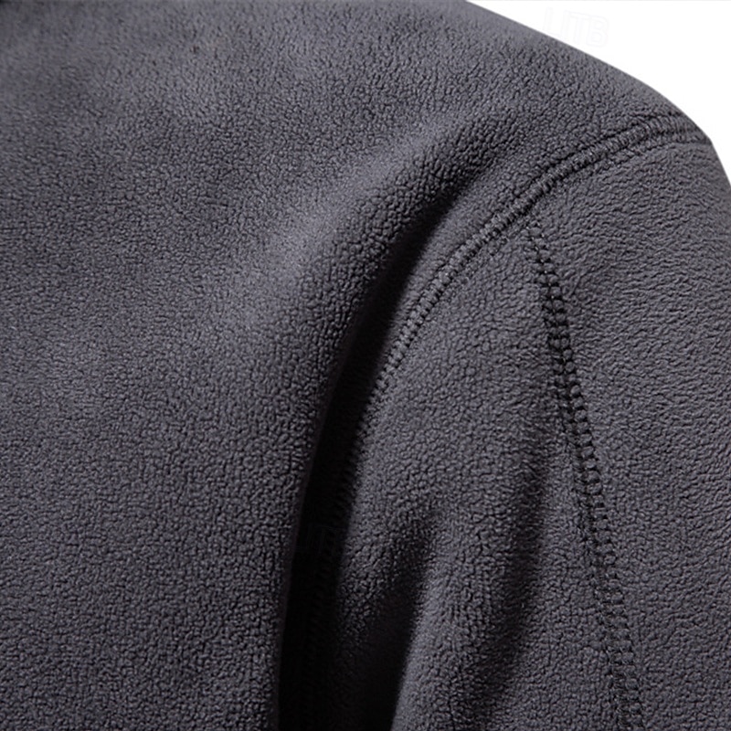 Per uomo Felpa con zip Felpa con cappuccio in pile Khaki chiaro. Nero Bianco Blu marino Marrone Colletto Mao Semplice Con zip Zip a un quarto Sport & Outdoor Casuale Quotidiano Streetwear Cool del 2025 a $37.99 –P13