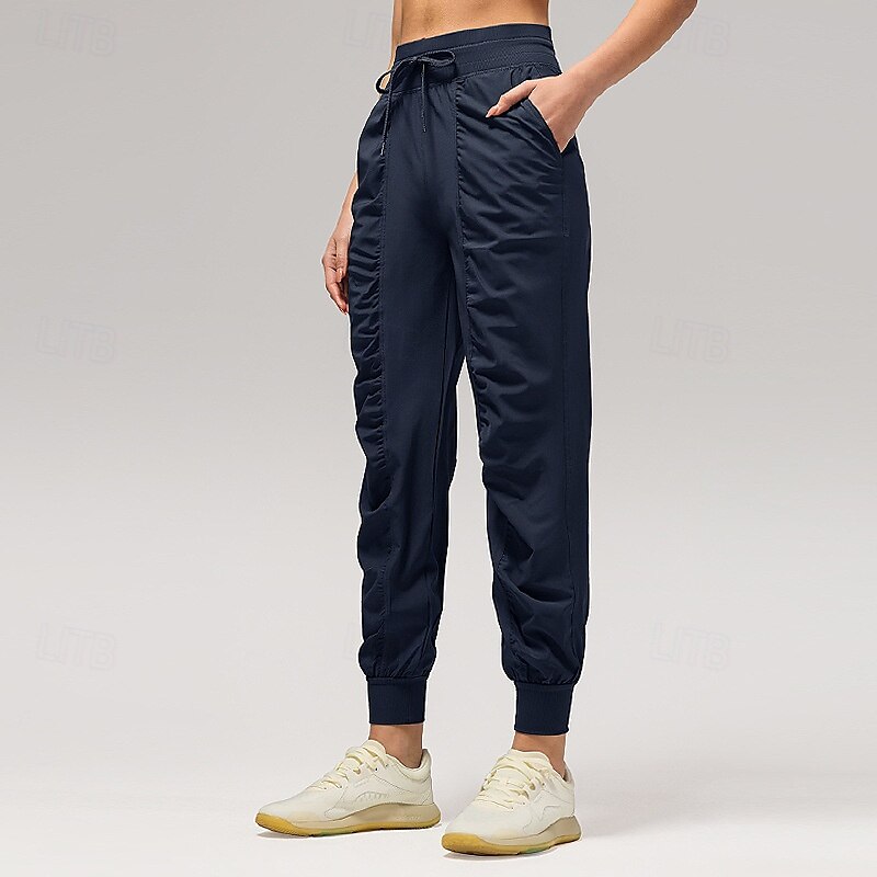 Mulheres Calças de fitness Calças de Pilates Calças de ioga Com Cordão Rugas Com bolsos Leve Cintura Alta Pilates Academia Zumba Calças Azul marinho Castanho Claro Preto Outono Esportes Roupas de 2025 por $25.99 –P8