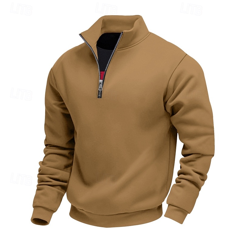 Men's Sweatshirt Quarter Zip Sweatshirt Apricot Black White Wine Red Half Zip Plain Sports & Outdoor Daily Holiday Polyester Streetwear Basic Casual Summer Spring Clothing Apparel Hoodies Sweatshirts  2026 - $28.99 –P16