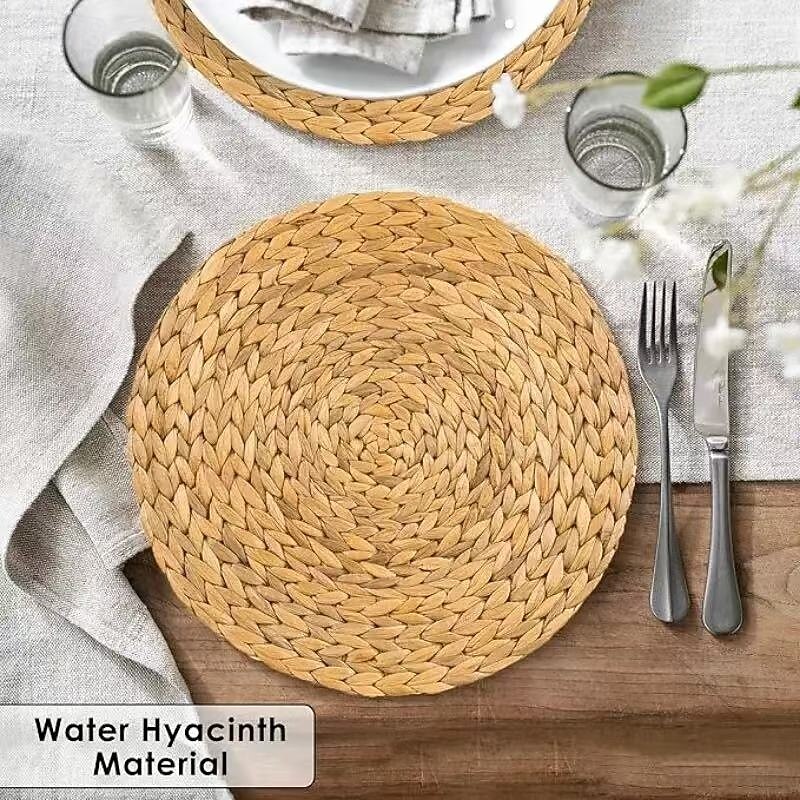 Ensemble de 5 sets de table ronds en rotin, sets de table en nénuphar tissés à la main naturels de 13 pouces pour table à manger, sets de table de style rustique pour la décoration de la maison et du de 2025 ? $20.99 –P9
