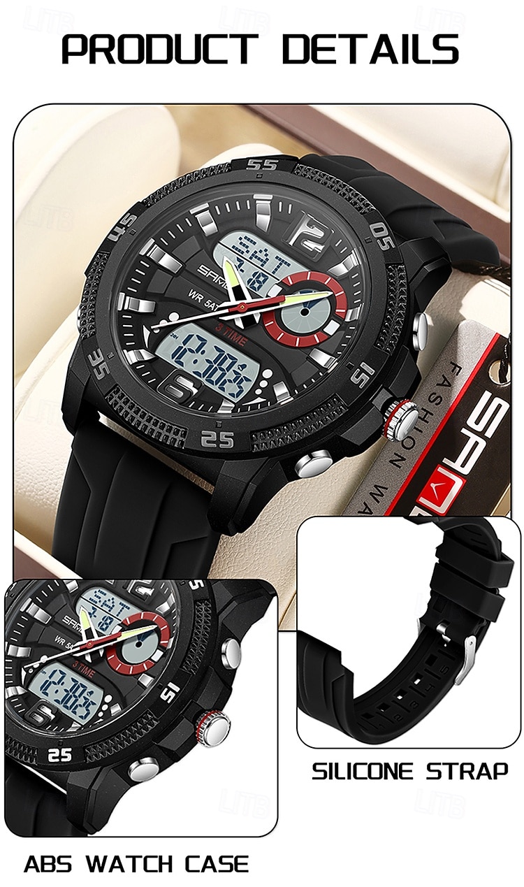 SANDA 3372 Dual Display Men's Watch Chronograph Alarm Clock Sport Multi functional Waterproof LED Electronic Watches 2025 - $26.99 –P20