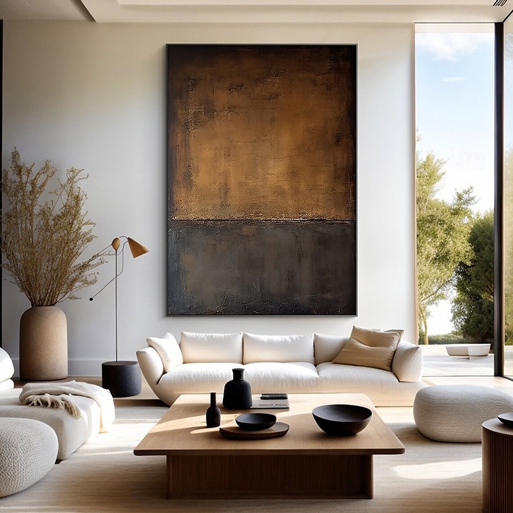 Mintura Hand Painted Abstract Black Brown Oil Paintings on Canvas Modern Abstract Wall Art Picture For Home Decoration Ready To Hang With Stretched Frame 2025 - $233.79 –P5