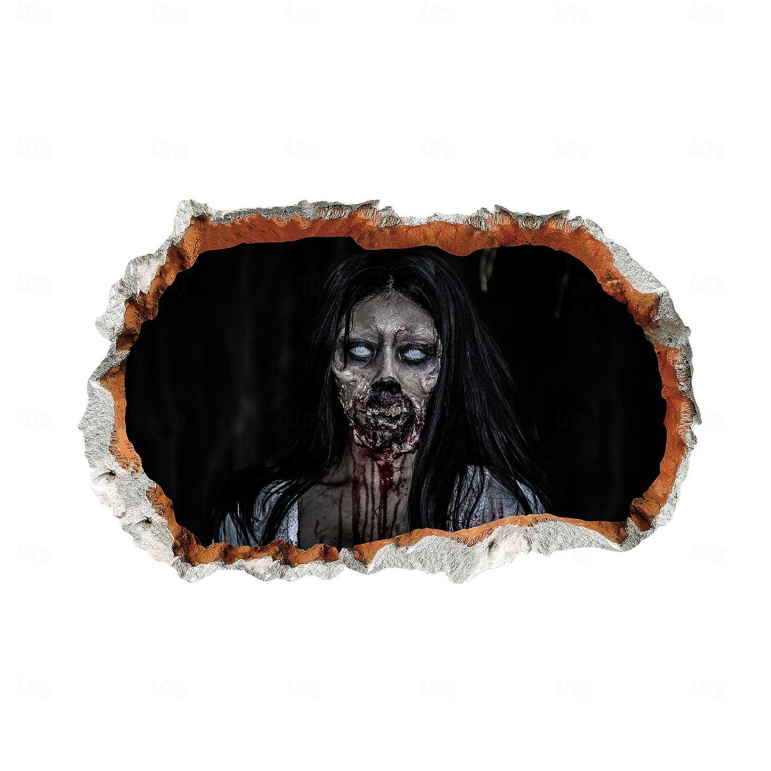 Autocolant de perete de Halloween, autocolant 3D, perete crăpat, zombie, detașabil, decorațiune de Halloween înfricoșătoare pentru perete în sufragerie, decor de petrecere de casă, de groază 2025 - $6.49 –P6