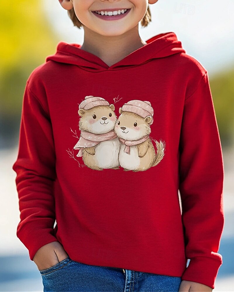 Pojkar 3D Djur Huvtröja Långärmad Vår Höst Mode Streetwear Barn 4-12 år Huva Utomhus Ledigt Dagligen Normal 2025 - $18.99 –P4
