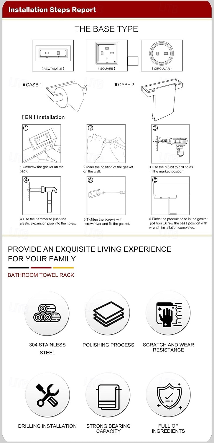 Towel Bar Towel Rack 304 Stainless Steel Wall Mounted Bathroom Hardware Towel Holder for Bath Towels, Rustproof Towel Rail for Kitchen, Shower, Hotel Use, Heavy Duty Polished Finish 2026 - $42.99 –P11