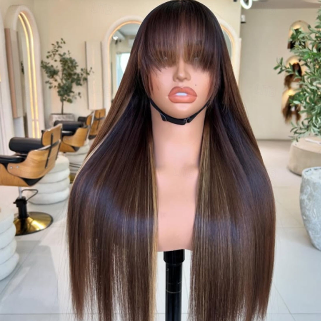 Cabelo humano remy Fechamento 5x5 13x4 Lace Front Peruca Com Franjas Cabelo Vietnamita Liso Marrom Multi Cores Peruca 130% 150% Densidade do Cabelo com o cabelo do bebê Cabelo com Luzes / Reflexos de 2025 por $341.79 –P2