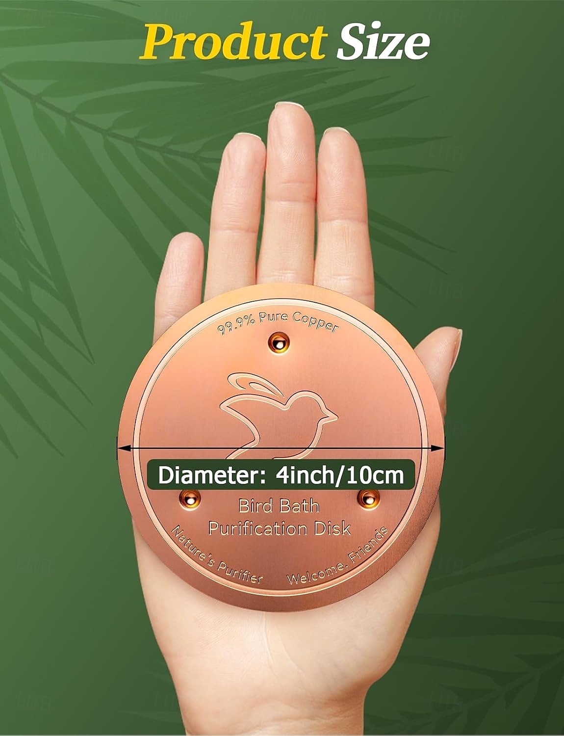 Disco in rame per bagno per uccelli, disco di pulizia in rame puro al 99,99% rinforzato da 0,6 mm con supporto a triplo punto per acqua pulita, sicura per tutte le stagioni, universale per bagni per del 2025 a $15.49 –P2