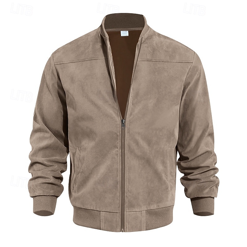 Homme Veste Légère Veste Décontractée Vacances Quotidien Résistant à l'usure Avec Poches Été Printemps Uni Mode Classique Col montant Régulier Noir Bleu Chameau Vert Véronèse Bleu de minuit Veste de 2025 ? $33.99 –P11