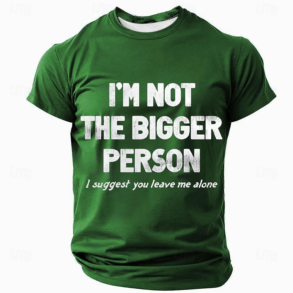 Camiseta gráfica divertida para hombres - "No soy la persona más grande te sugiero que me dejes solo" lema camiseta casual de manga corta 2026 - $19.49 –P3
