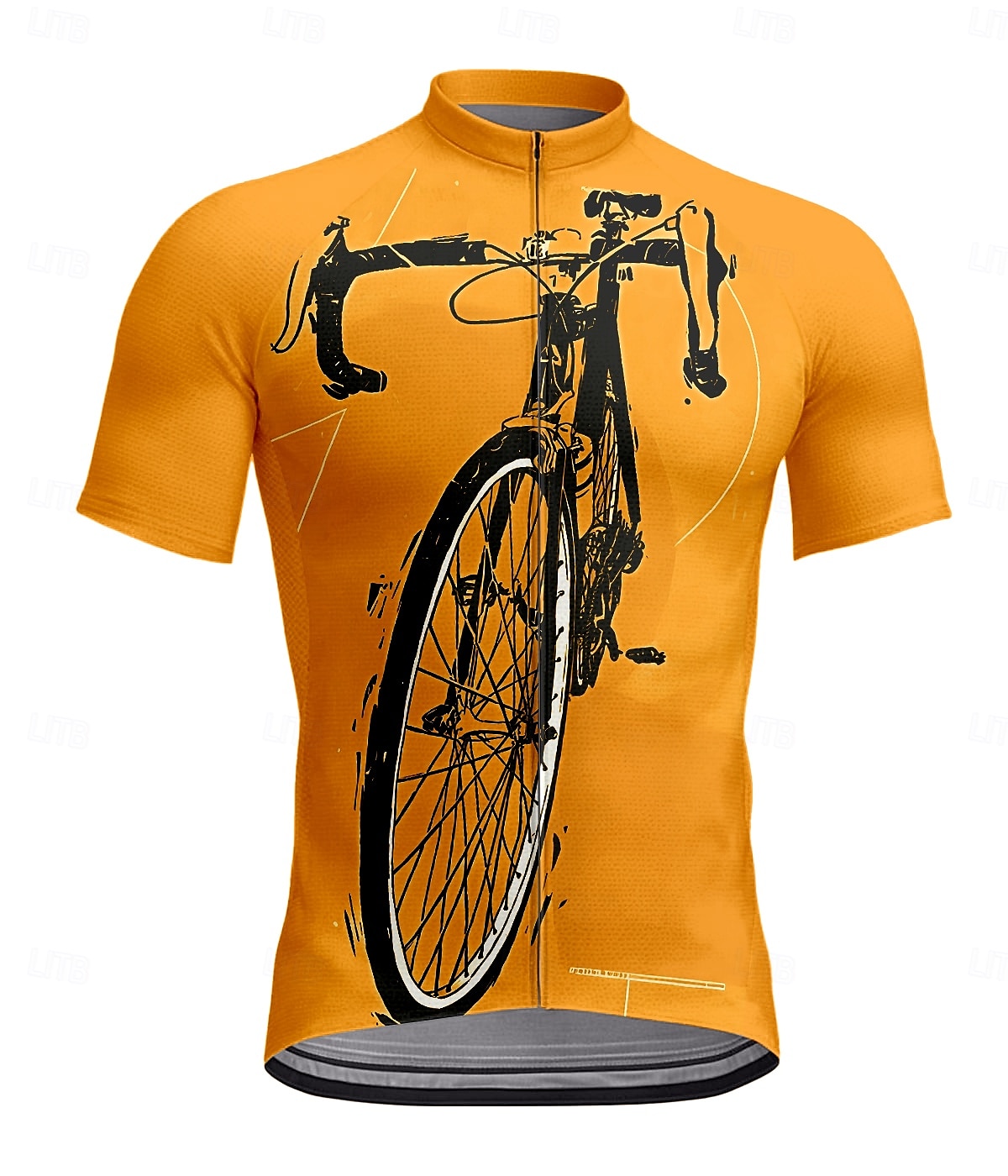 Men's Cycling Jersey Short Sleeve Bike Tee Tshirt Top with 3 Rear Pockets UV Resistant Breathable Quick Dry Front Zipper Yellow Blue Orange Sports Clothing Apparel 2025 - $28.99 –P4