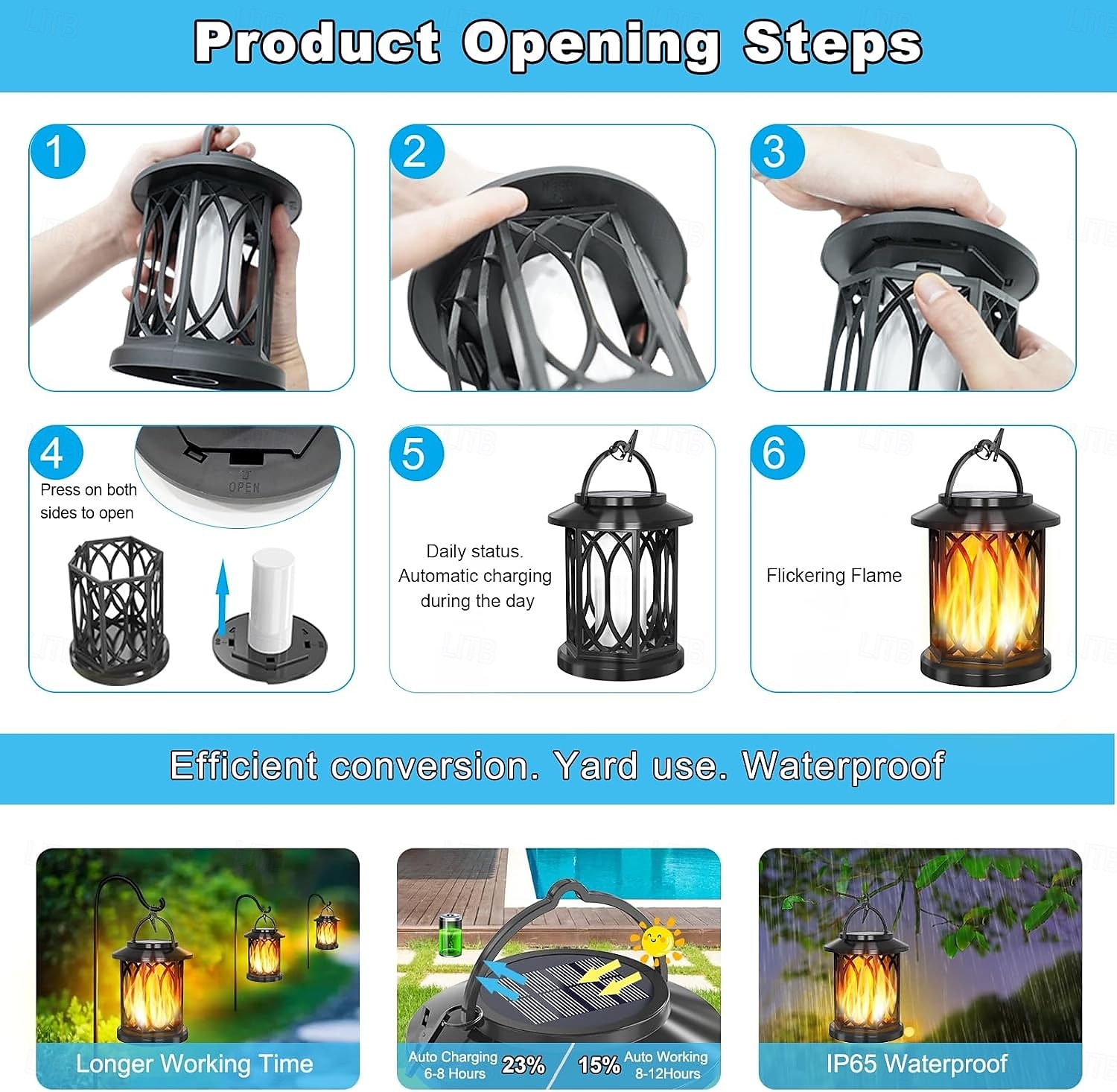 Solar Flickering Flame Lantern Outdoor Lights  Waterproof Hanging Solar Lanterns Lights Solar Powered Lanterns Outdoor for Patio Yard Deck Pathway 2025 - $24.99 –P9