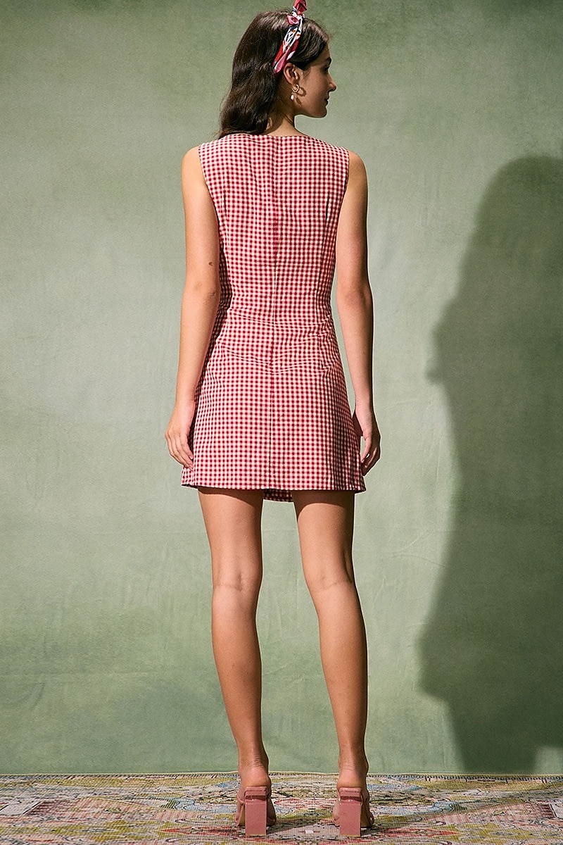 Retro 50. léta 60. léta Mini Šaty Bez rukávů Tlačítko dolů Vzor gingham Dámské Karneval Dovolená Běžné / Denní Piknik Dospělí Šaty Léto 2025 - $32.99 –P5