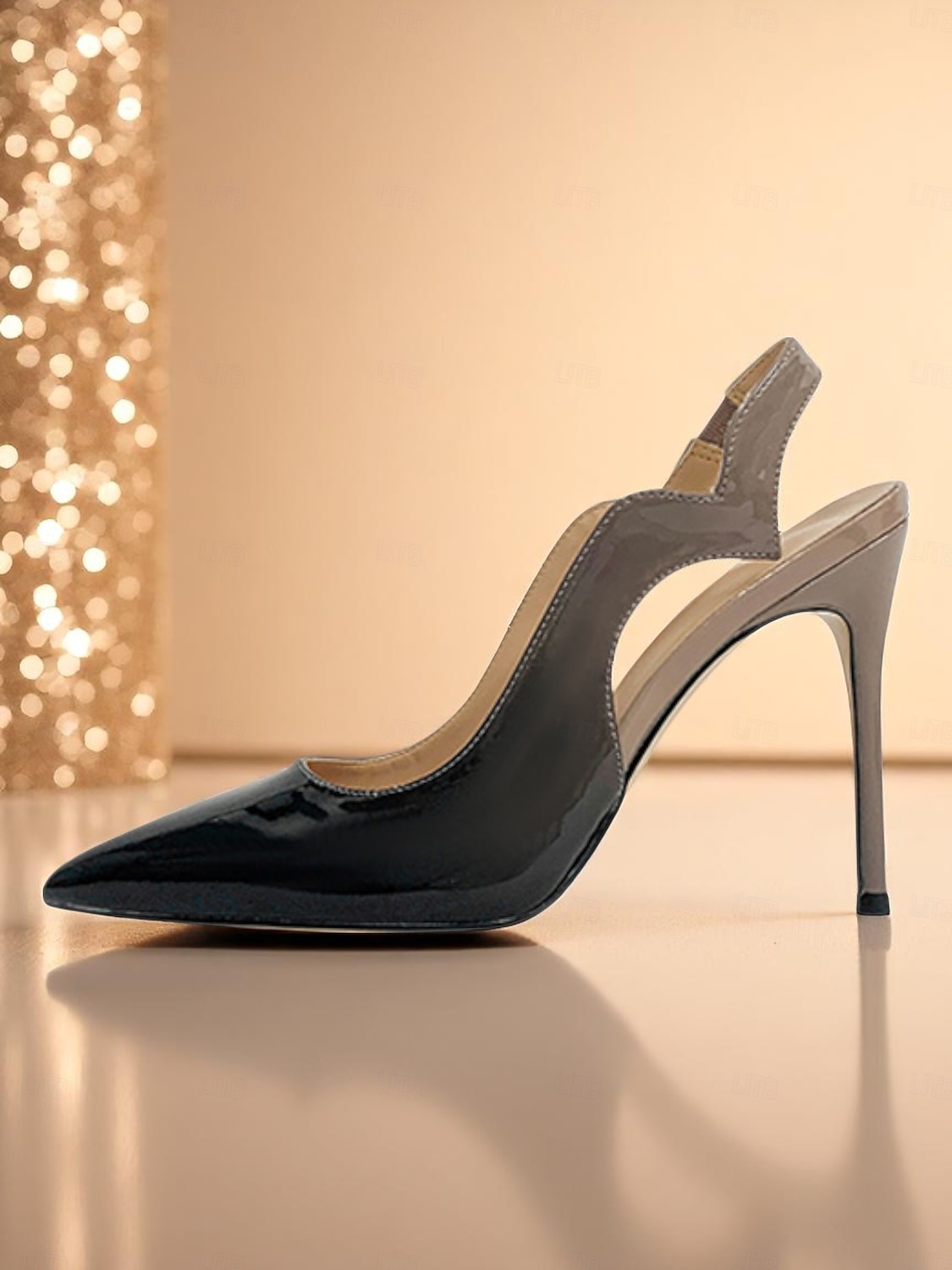 Damen-Slingback-Pumps aus schwarzem und rotem Lackleder mit spitzer Zehenpartie und Stilettoabsatz für das Nachtleben, Clubs und Cocktailpartys 2026 - $59.99 –P7