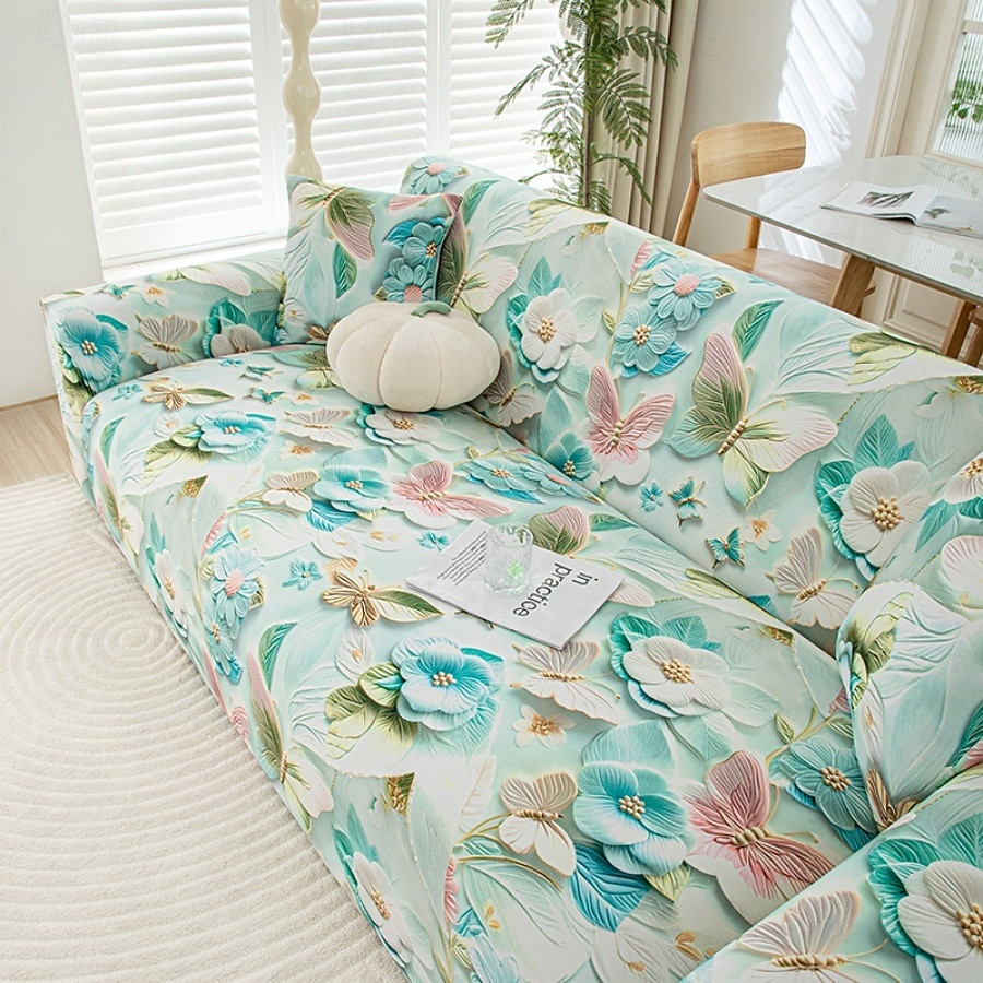 Fundas de sofá con estampados de verano, refrescantes, universales, en forma de L, para chaise longue de 1, 2, 3 o 4 plazas, de seda fría y elástica. 2025 - $84.99 –P2