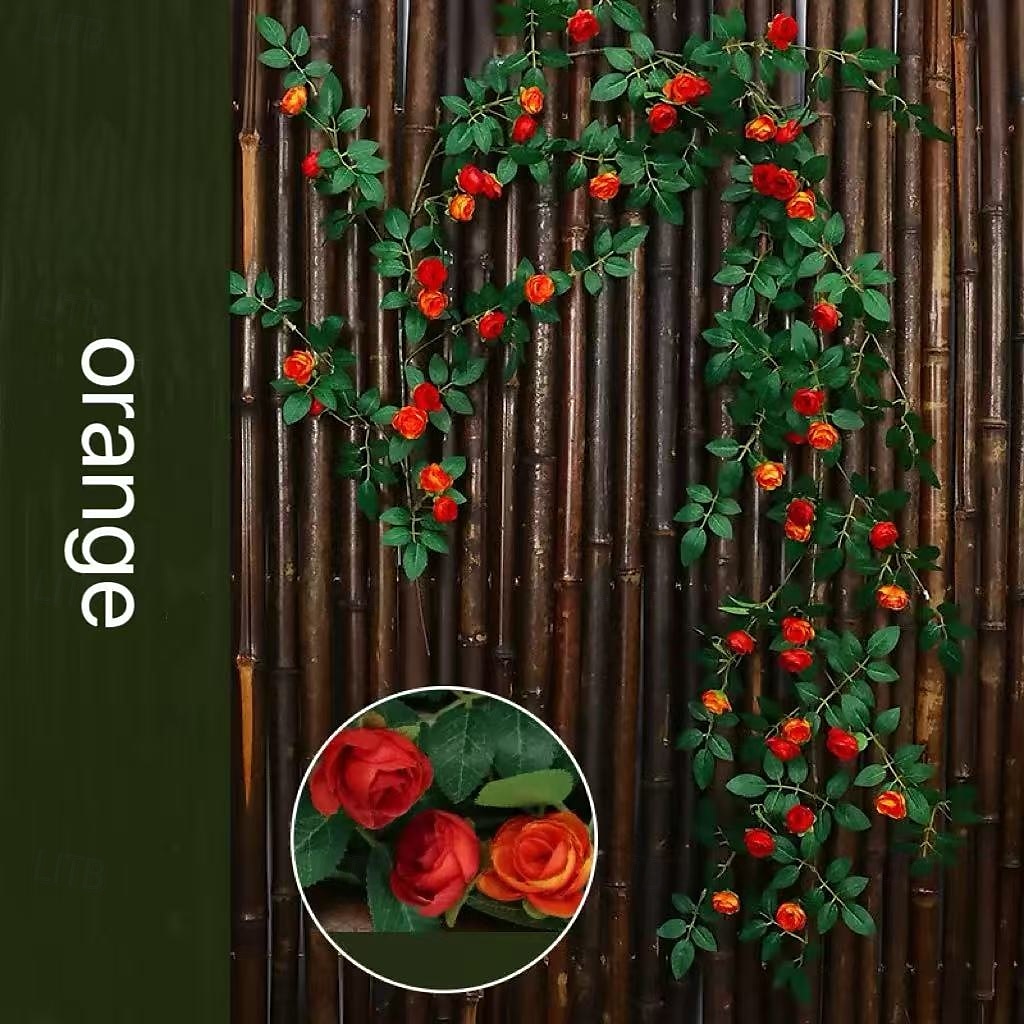 Bocciolo di rosa artificiale da appendere alla parete, finto fiore rampicante per decorare tubi del condizionatore e del riscaldamento, pianta rampicante in plastica per nascondere e decorare la casa del 2025 a $23.99 –P6