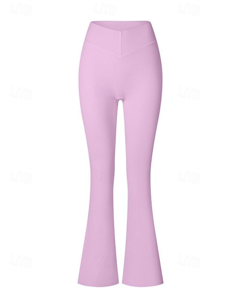 Women's pilates leggings fitness pants sport pants Flared Lightweight Pilates Running Fitness Pants Solid Color Black White Pink Fall Winter Sports Activewear Micro-elastic 2026 - $34.99 –P13