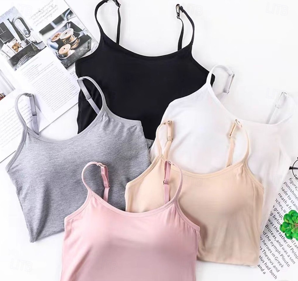 Dame Camisole Tank Top Helfarge Daglig Fritid Ermeløs Med stropper Vanlige topper Daglig Svart Hvit Rosa Lilla Fuksia Sommer 2025 - $15.99 –P2