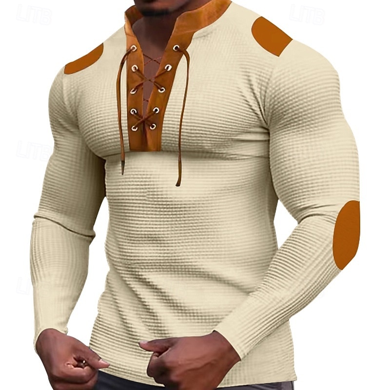 Męskie Bluza Waffle Czarny Biały Niebieski Khaki Jasnoszary Stójka Równina Ściągana na sznurek Sport i turystyka Codzienny Święto Moda miejska Nowoczesne Odzież sportowa Wiosna i jesień Odzież Bluzy 2026 - $25.99 –P5