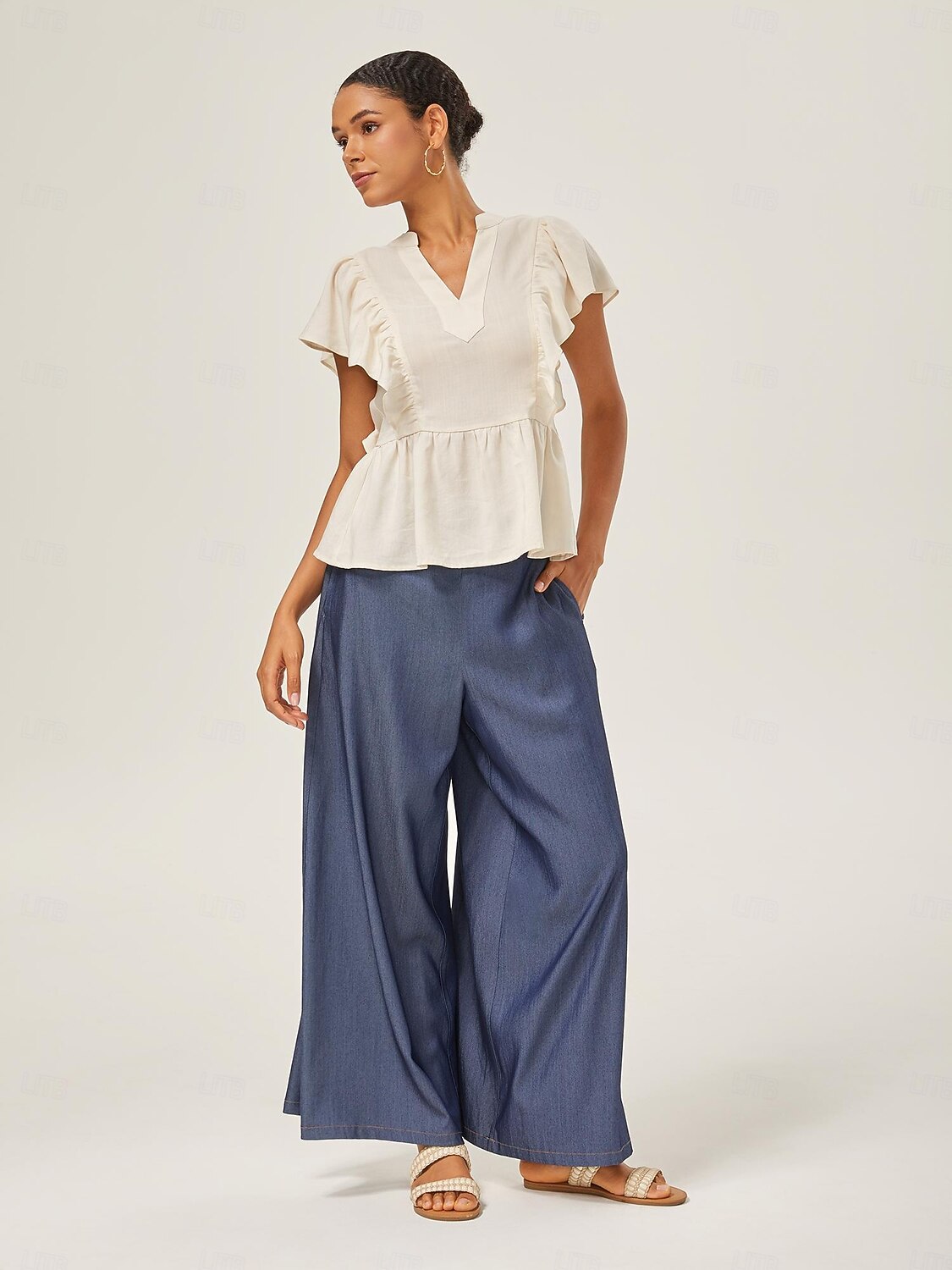 Per donna Femminile Culotte Gamba Larga Lunghezza intera Elegante Casual Casuale Blu scuro Tutte le stagioni XS S M del 2025 a $82.99 –P2