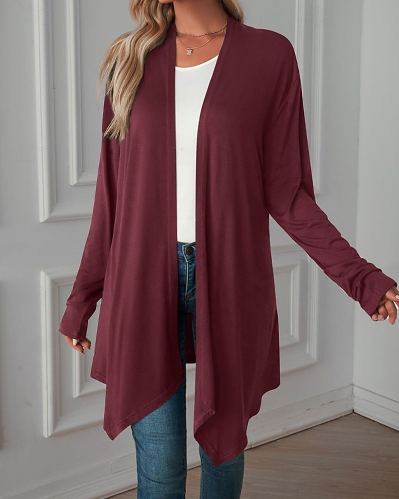 Damen Pullover Strickjacke Urlaub Mode Täglich Einfarbig Gerippt Öffnung vorne Gestrickt Langarm Lange Oberteile Stricken Ferien Ausgehen Wochenende Schwarz Weiß Herbst Winter 2025 - $22.99 –P4