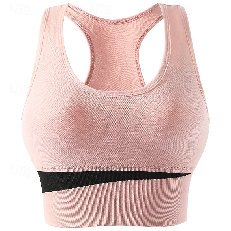 Per donna Reggiseno da yoga Reggiseno sportivo Reggiseno Pilates Top reggiseno Sostegno e protezioni Senza cuciture Anti-vibrazione Senza fili Blocco di colori Sport Abbigliamento sportivo Nero Rosa del 2026 a $8.99 –P8