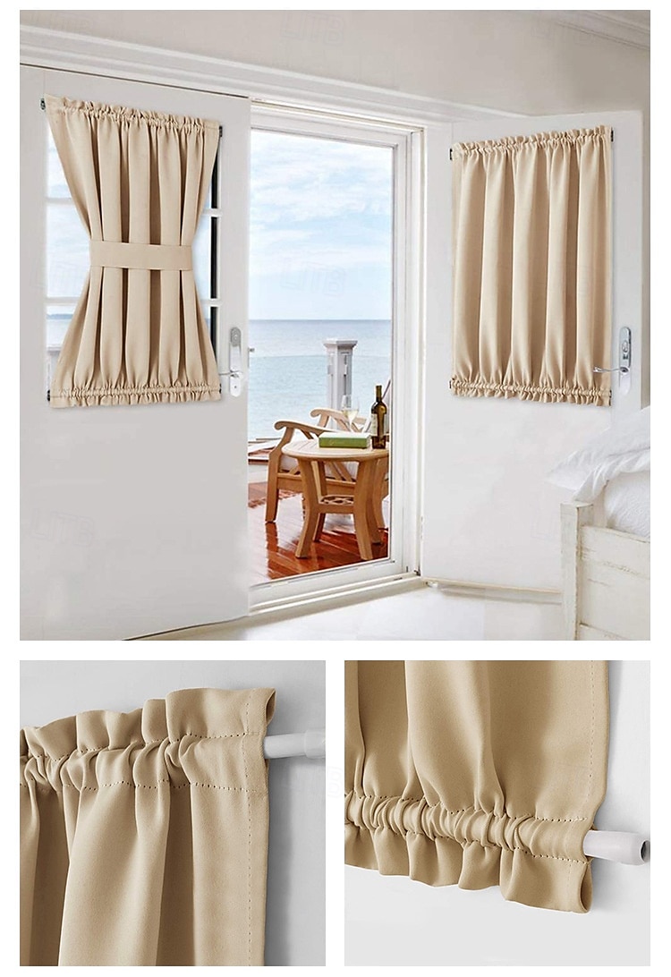 Zasłony okienne blackout wiejskie zasłony izolujące termicznie redukujące hałas prywatne zasłony z faux lnu do patio/drzwi francuskich/szklanych 1 panel 2025 - €10.99 –P1